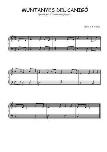 Téléchargez l'arrangement pour piano de la partition de Muntanyes del Canigó en PDF